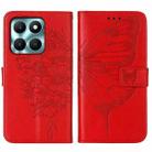 For Honor X6a Embossed Butterfly Leather Phone Case(Red) - 2