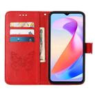 For Honor X6a Embossed Butterfly Leather Phone Case(Red) - 3