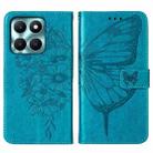 For Honor X6a Embossed Butterfly Leather Phone Case(Blue) - 2