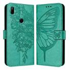 For Honor 9X Global / Huawei P Smart Z Embossed Butterfly Leather Phone Case(Green) - 1