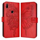 For Honor 9X Global / Huawei P Smart Z Embossed Butterfly Leather Phone Case(Red) - 1