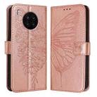 For Honor 50 Lite / Huawei Nova 8i Embossed Butterfly Leather Phone Case(Rose Gold) - 1