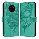 For Honor 50 Lite / Huawei Nova 8i Embossed Butterfly Leather Phone Case(Green) - 1