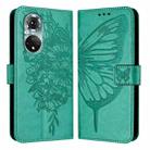 For Honor 50 Pro / Huawei Nova 9 Pro Embossed Butterfly Leather Phone Case(Green) - 1