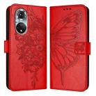 For Honor 50 Pro / Huawei Nova 9 Pro Embossed Butterfly Leather Phone Case(Red) - 1