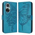 For Honor 50 Pro / Huawei Nova 9 Pro Embossed Butterfly Leather Phone Case(Blue) - 1