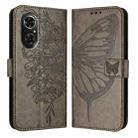 For Honor 50 SE / Huawei Nova 9 SE Embossed Butterfly Leather Phone Case(Grey) - 1