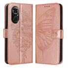 For Honor 50 SE / Huawei Nova 9 SE Embossed Butterfly Leather Phone Case(Rose Gold) - 1