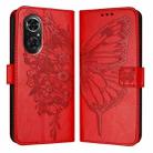 For Honor 50 SE / Huawei Nova 9 SE Embossed Butterfly Leather Phone Case(Red) - 1