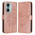 For Honor 60 Embossed Butterfly Leather Phone Case(Rose Gold) - 1