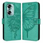 For Honor 60 Embossed Butterfly Leather Phone Case(Green) - 1