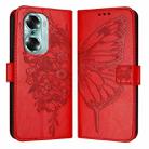 For Honor 60 Embossed Butterfly Leather Phone Case(Red) - 1