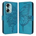 For Honor 60 Embossed Butterfly Leather Phone Case(Blue) - 1