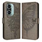 For Honor 60 Pro Embossed Butterfly Leather Phone Case(Grey) - 1