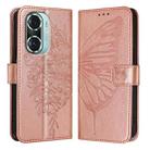 For Honor 60 Pro Embossed Butterfly Leather Phone Case(Rose Gold) - 1