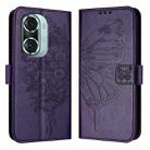 For Honor 60 Pro Embossed Butterfly Leather Phone Case(Dark Purple) - 1