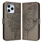 For Honor 60 SE Embossed Butterfly Leather Phone Case(Grey) - 1