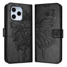 For Honor 60 SE Embossed Butterfly Leather Phone Case(Black) - 1