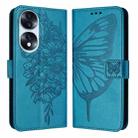 For Honor 70 Embossed Butterfly Leather Phone Case(Blue) - 1