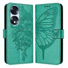 For Honor 70 Pro Embossed Butterfly Leather Phone Case(Green) - 1