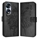 For Honor 70 Pro Embossed Butterfly Leather Phone Case(Black) - 1