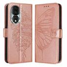 For Honor 80 Embossed Butterfly Leather Phone Case(Rose Gold) - 1