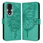 For Honor 80 Embossed Butterfly Leather Phone Case(Green) - 1