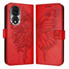 For Honor 80 Embossed Butterfly Leather Phone Case(Red) - 1