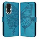 For Honor 80 Embossed Butterfly Leather Phone Case(Blue) - 1