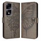 For Honor 80 GT Embossed Butterfly Leather Phone Case(Grey) - 1