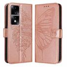 For Honor 80 GT Embossed Butterfly Leather Phone Case(Rose Gold) - 1