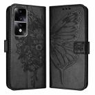 For Honor 80 GT Embossed Butterfly Leather Phone Case(Black) - 1