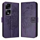 For Honor 80 GT Embossed Butterfly Leather Phone Case(Dark Purple) - 1