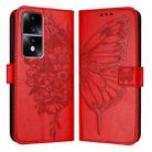 For Honor 80 GT Embossed Butterfly Leather Phone Case(Red) - 1