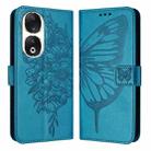 For Honor 90 Embossed Butterfly Leather Phone Case(Blue) - 1