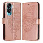 For Honor 90 Lite / X50i Embossed Butterfly Leather Phone Case(Rose Gold) - 1