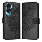 For Honor 90 Lite / X50i Embossed Butterfly Leather Phone Case(Black) - 1