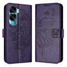 For Honor 90 Lite / X50i Embossed Butterfly Leather Phone Case(Dark Purple) - 1