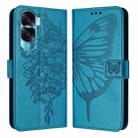 For Honor 90 Lite / X50i Embossed Butterfly Leather Phone Case(Blue) - 1