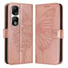 For Honor 90 Pro Embossed Butterfly Leather Phone Case(Rose Gold) - 1