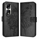 For Honor 90 Pro Embossed Butterfly Leather Phone Case(Black) - 1