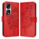 For Honor 90 Pro Embossed Butterfly Leather Phone Case(Red) - 1