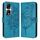 For Honor 90 Pro Embossed Butterfly Leather Phone Case(Blue) - 1