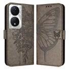 For Honor 90 Smart/X7b 4G/X7b 5G Embossed Butterfly Leather Phone Case(Grey) - 1