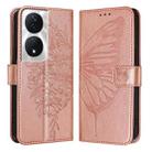 For Honor 90 Smart/X7b 4G/X7b 5G Embossed Butterfly Leather Phone Case(Rose Gold) - 1