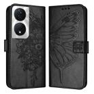 For Honor 90 Smart/X7b 4G/X7b 5G Embossed Butterfly Leather Phone Case(Black) - 1