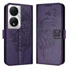 For Honor 90 Smart/X7b 4G/X7b 5G Embossed Butterfly Leather Phone Case(Dark Purple) - 1