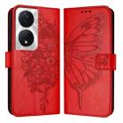 For Honor 90 Smart/X7b 4G/X7b 5G Embossed Butterfly Leather Phone Case(Red) - 1