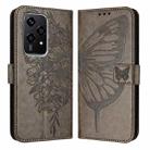 For Honor 200 Lite Global Embossed Butterfly Leather Phone Case(Grey) - 1