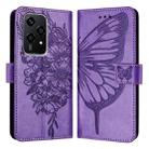 For Honor 200 Lite Global Embossed Butterfly Leather Phone Case(Purple) - 1